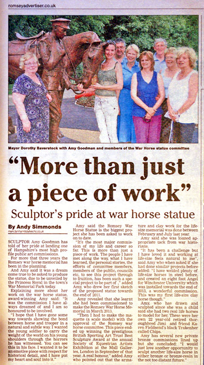 Article in the Romsey Advertiser 3rd July 2015