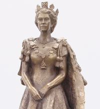 HM Queen Elizabeth II maquette for Romsey. Bronze